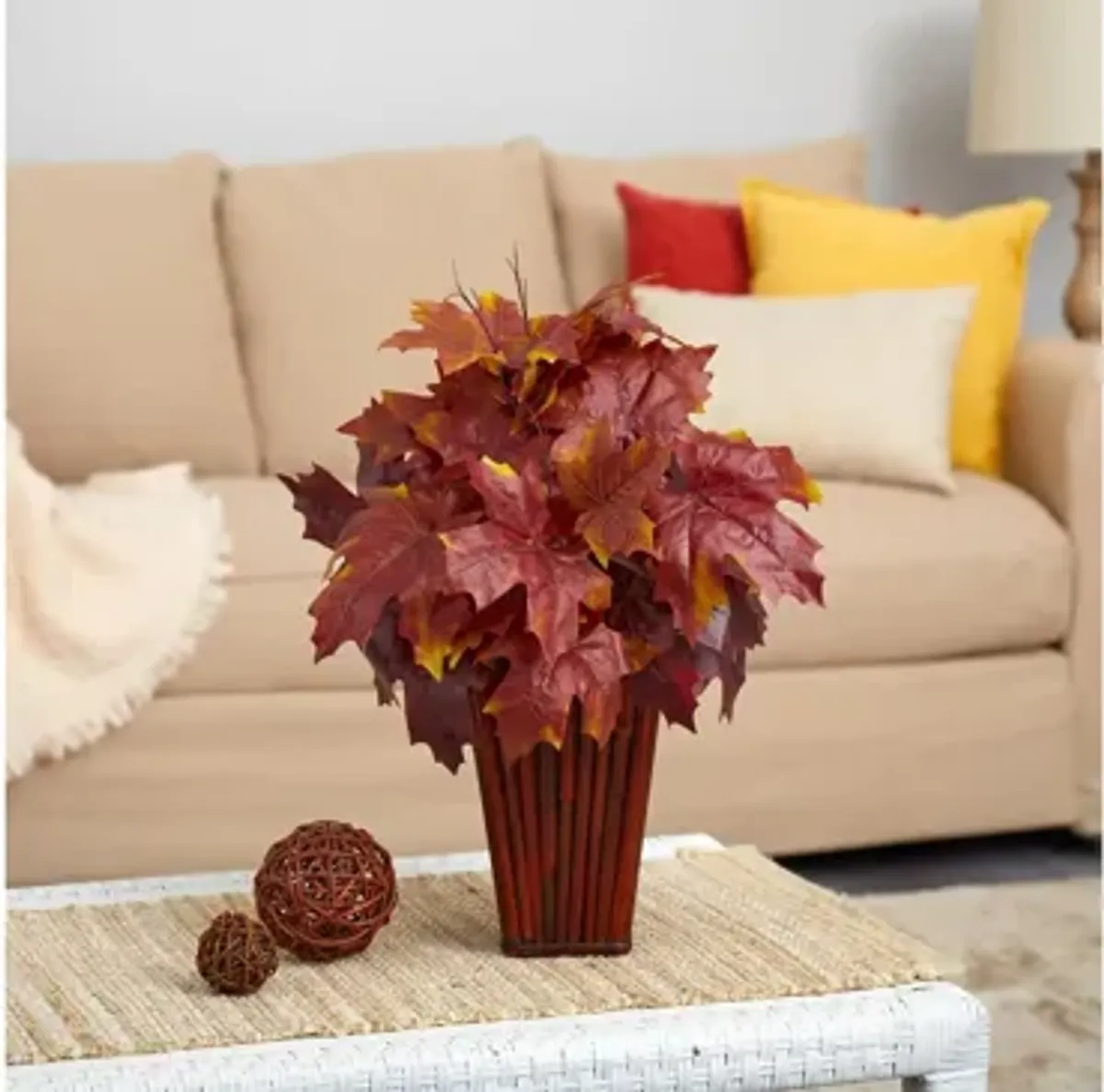 Fall foliage 19" Maple Leaves in Planter