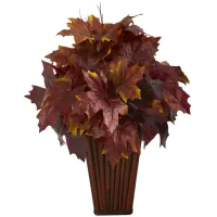 Fall foliage 19" Maple Leaves in Planter in Burgundy by Bellanest