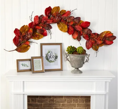 6ft Leaf and Berries Artificial Garland in Orange by Bellanest