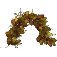 6ft Autumn Leaf Artificial Garland in Green by Bellanest