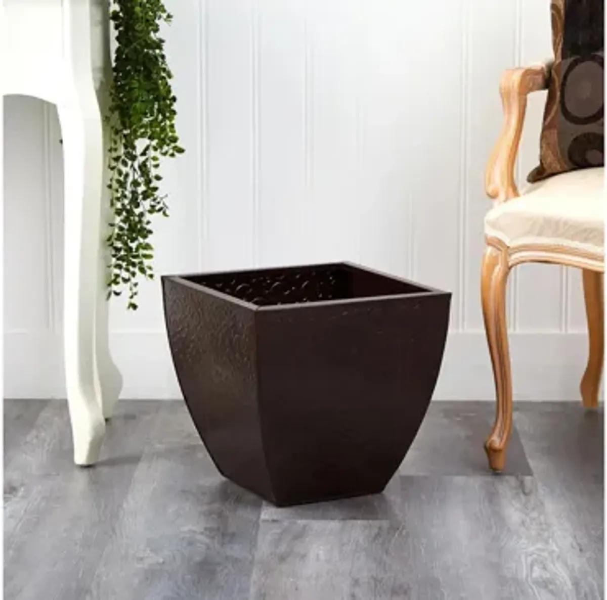 14in. Embossed Metal Scroll Planter