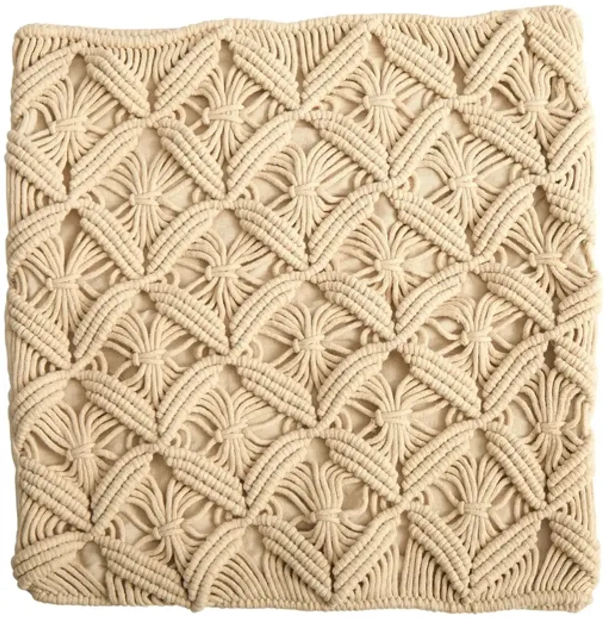 18in. Boho Diamond Woven Macrame Decorative Pillow Cover in Beige by Bellanest