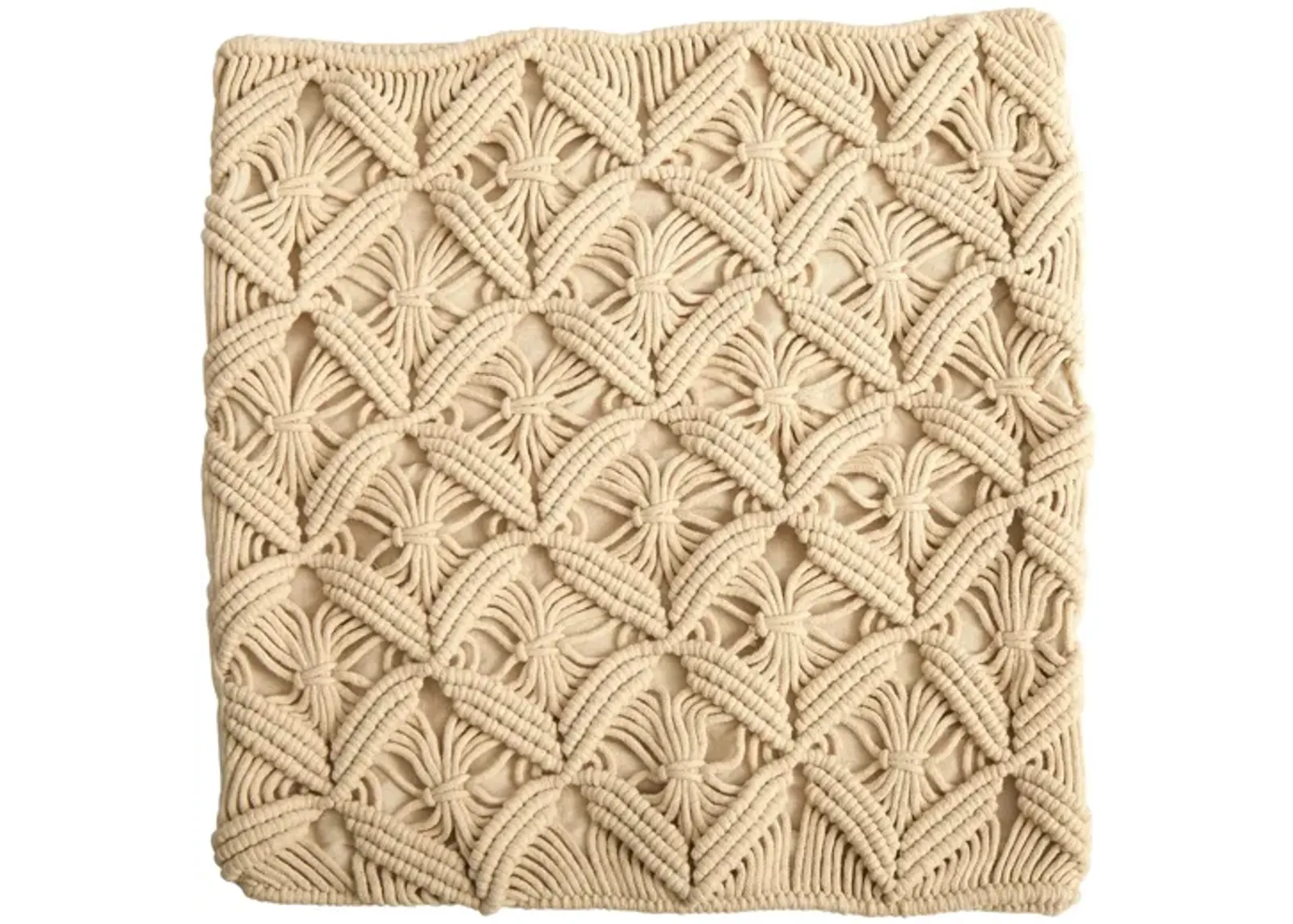 18in. Boho Diamond Woven Macrame Decorative Pillow Cover in Beige by Bellanest