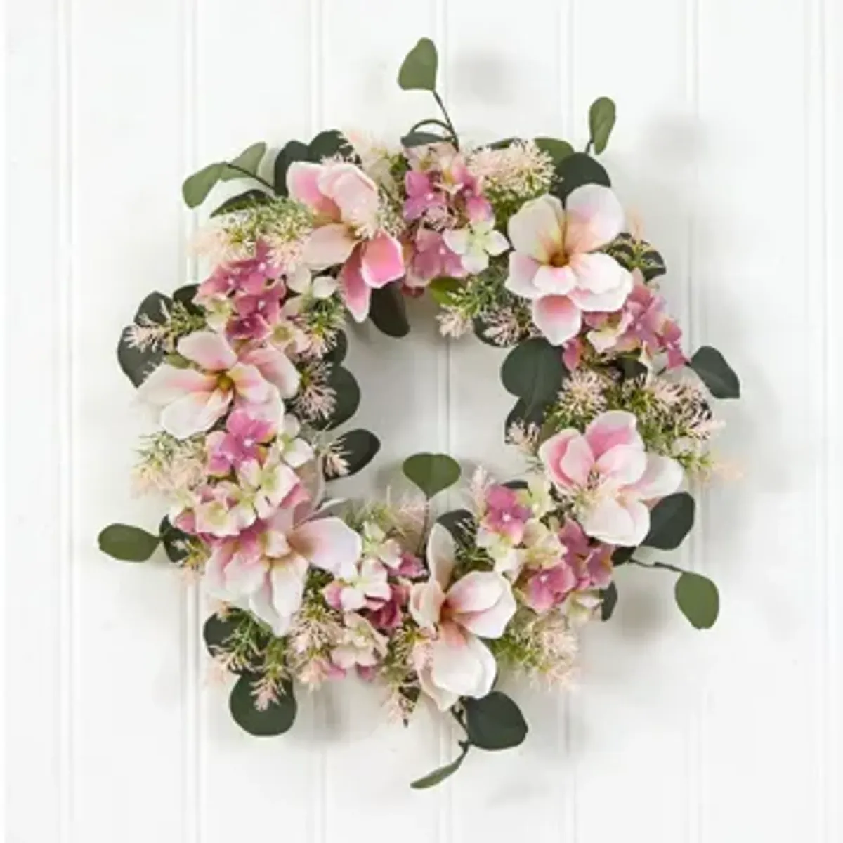 20in. Hydrangea and Magnolia Artificial Wreath