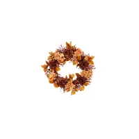 20in. Autumn Rose and Hydrangea Fall Artificial Wreath in Burgundy by Bellanest
