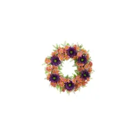 21in. Mixed Daisy Artificial Wreath in Purple by Bellanest