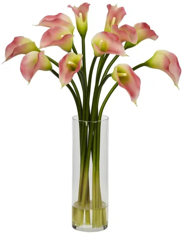 Mini Calla Lily Silk Flower Arrangement in Pink by Bellanest