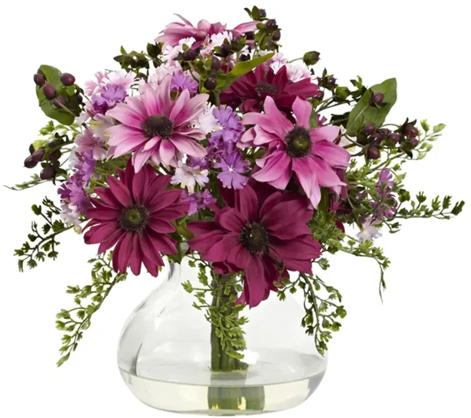 Mixed Daisy Floral Artificial Arrangement with Vase