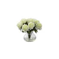 Rose Arrangement with Vase in White by Bellanest