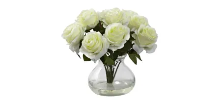 Rose Arrangement with Vase in White by Bellanest