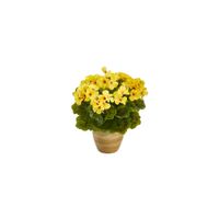 11in. Geranium Artificial Plant in Ceramic Planter (Indoor/Outdoor) in Yellow by Bellanest