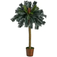 5ft. Sago Palm Artificial Tree in Basket in Green by Bellanest