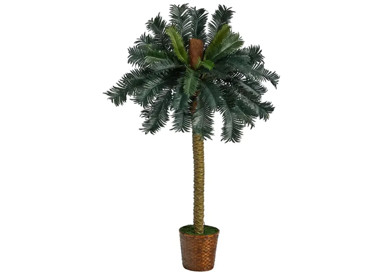 5ft. Sago Palm Artificial Tree in Basket in Green by Bellanest