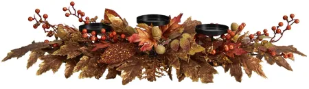 36in. Autumn Maple Leaves and Berries Fall Harvest Candelabrum Arrangement in Orange by Bellanest