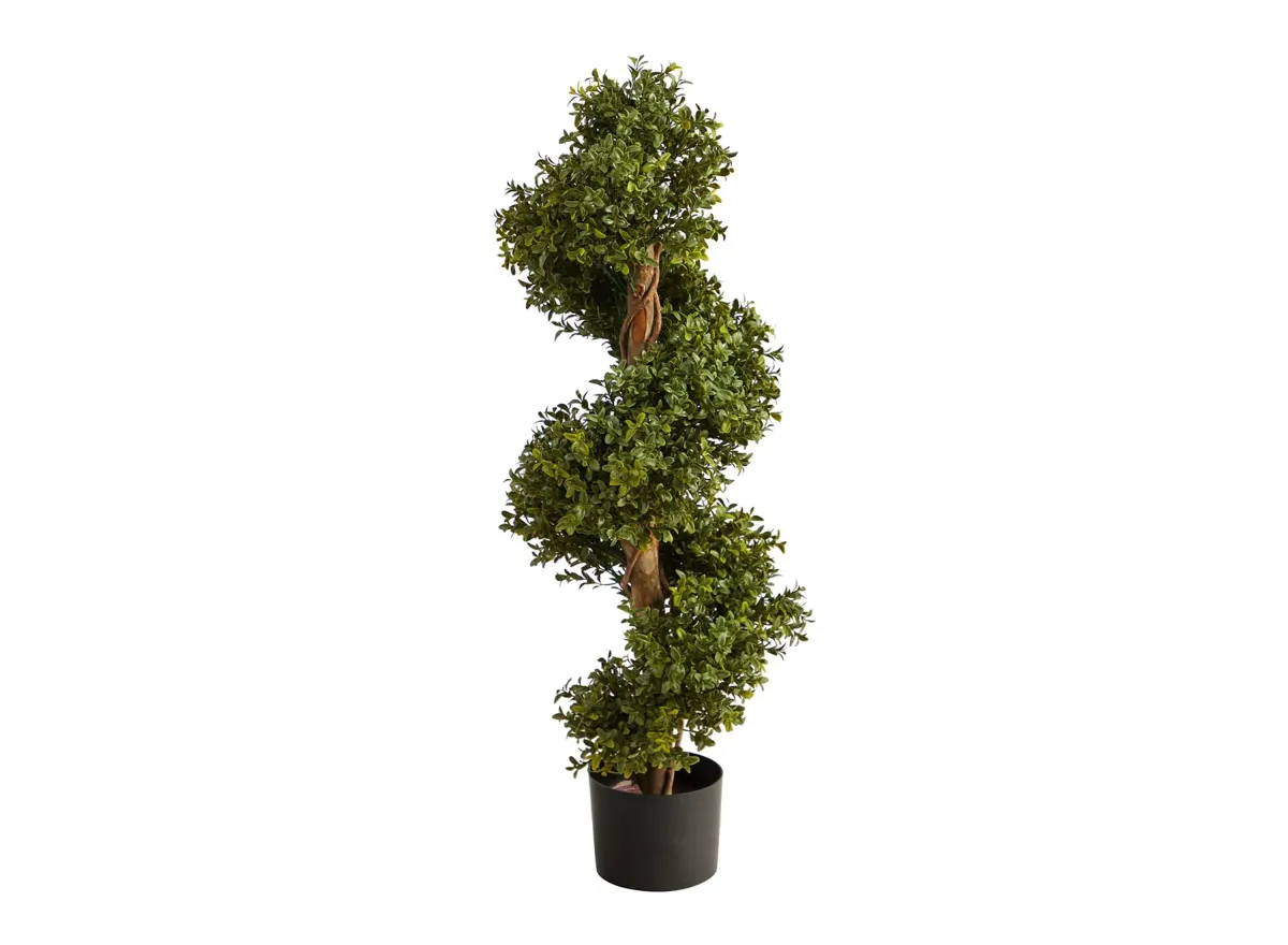 33in. Boxwood Topiary Spiral Artificial Tree (Indoor/Outdoor) in Green by Bellanest