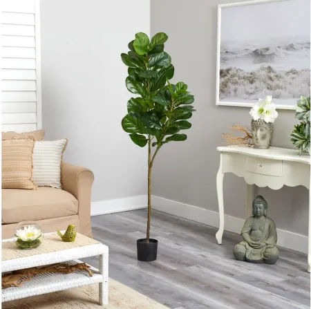 5.5ft. Fiddle Leaf Fig Artificial Tree in Green by Bellanest