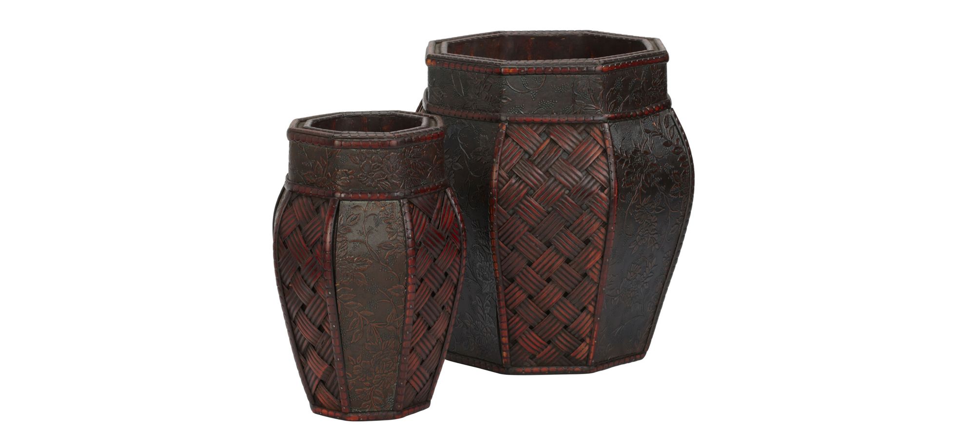 Design and Weave Panel Decorative Planters (Set of 2) in Brown by Bellanest