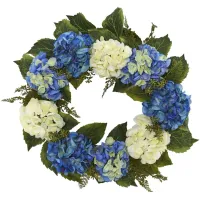 24in. Hydrangea Artificial Wreath in Blue by Bellanest