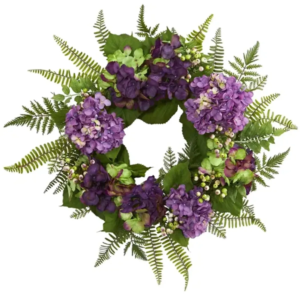 24in. Hydrangea Berry Wreath in Purple by Bellanest