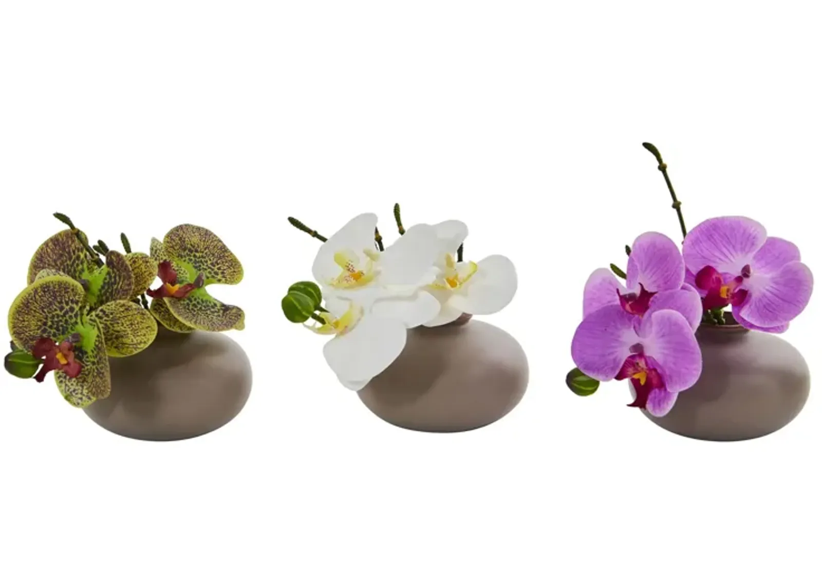 7in. Phalaenopsis Orchid Artificial Arrangement, Set of 3 in Multicolor by Bellanest