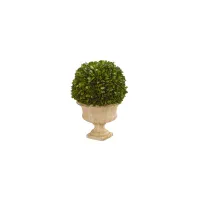 12in. Boxwood Topiary Ball Preserved Plant in Decorative Urn in Green by Bellanest