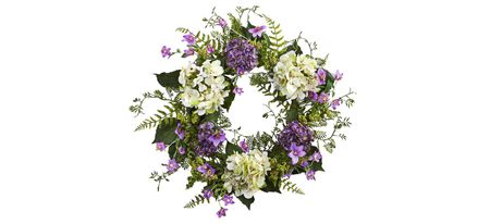 24in. Hydrangea Berry Wreath in Purple by Bellanest