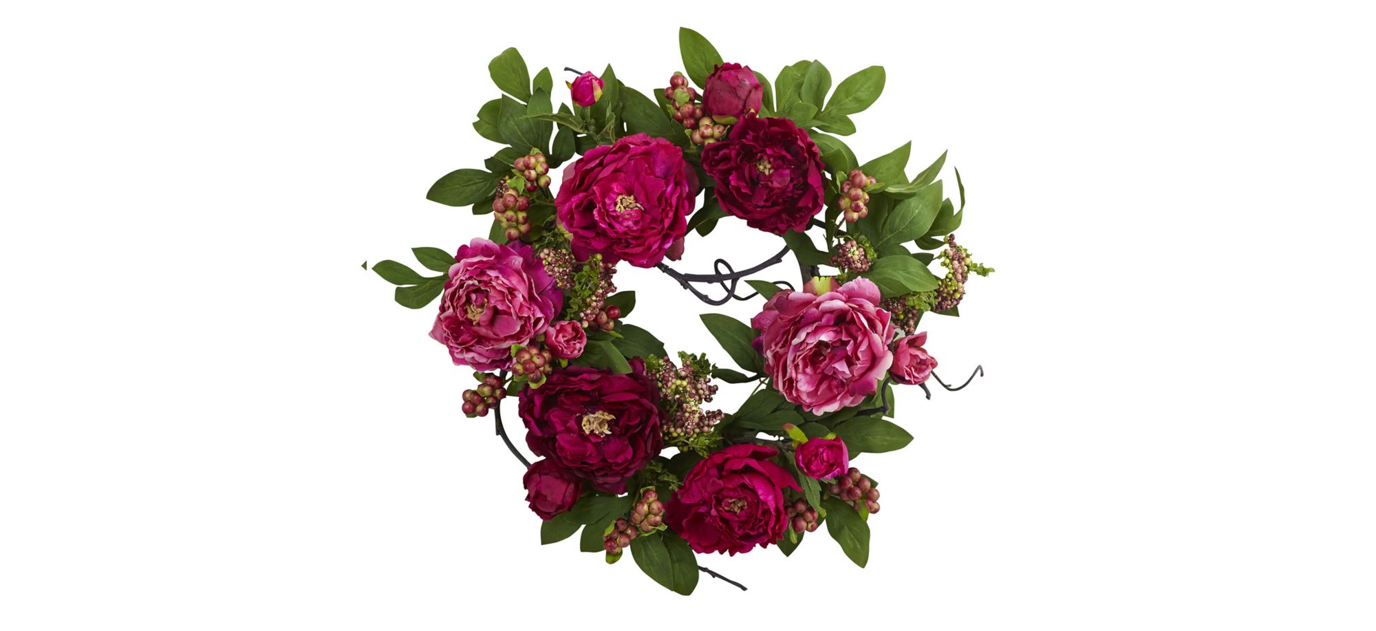 20in. Peony & Berry Wreath in Pink by Bellanest