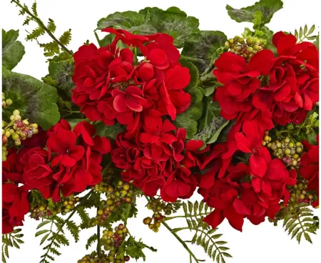 32in. Geranium and Berry Artificial Swag in Red by Bellanest