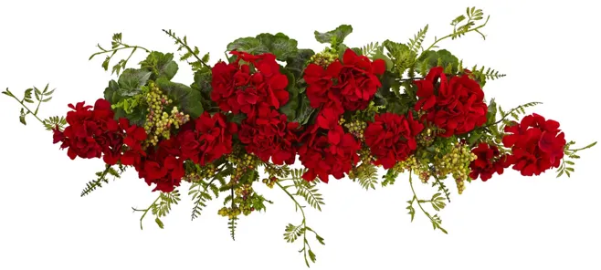 32in. Geranium and Berry Artificial Swag in Red by Bellanest