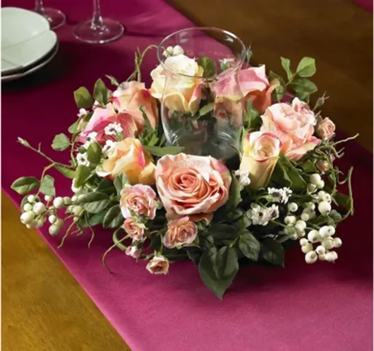 Rose Candelabrum Silk Flower Arrangement