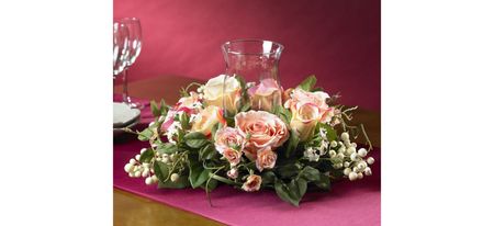 Rose Candelabrum Silk Flower Arrangement in Assorted Pastel by Bellanest