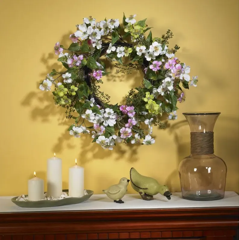 20in. Dogwood Wreath in Assorted by Bellanest