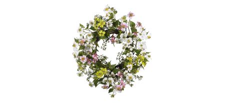 20in. Dogwood Wreath in Assorted by Bellanest
