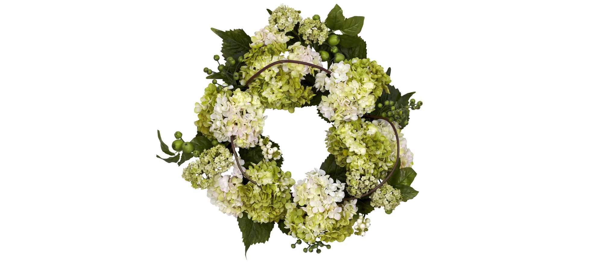 22in. Hydrangea Wreath in Cream/Green by Bellanest