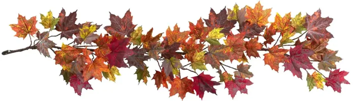 60in. Maple Leaf Garland in Multi/Orange by Bellanest