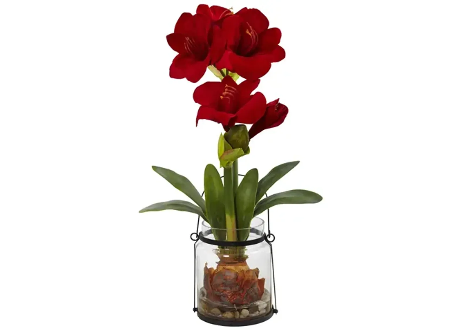 24in. Amaryllis with Vase in Red by Bellanest