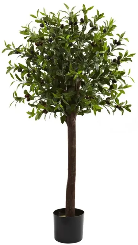 4ft. Olive Artificial Topiary Silk Artificial Tree in Green by Bellanest