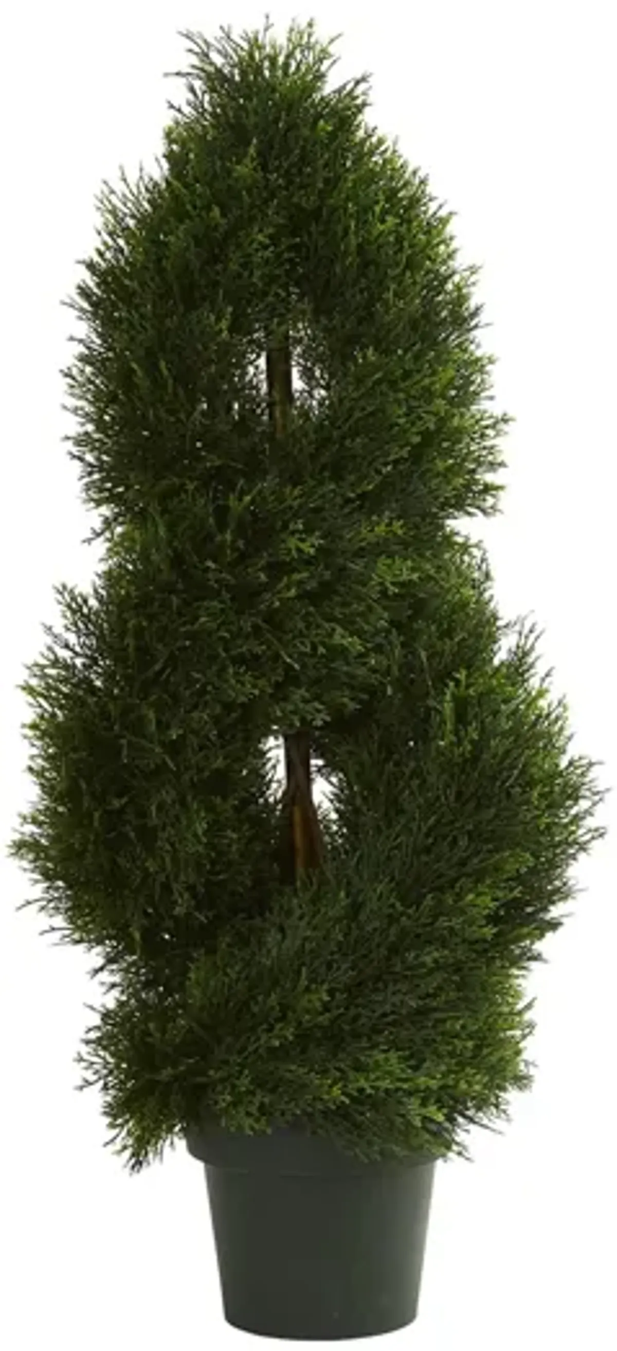 Double Pond Cypress Spiral Topiary Artificial Tree UV Resistant (Indoor/Outdoor) in Green by Bellanest