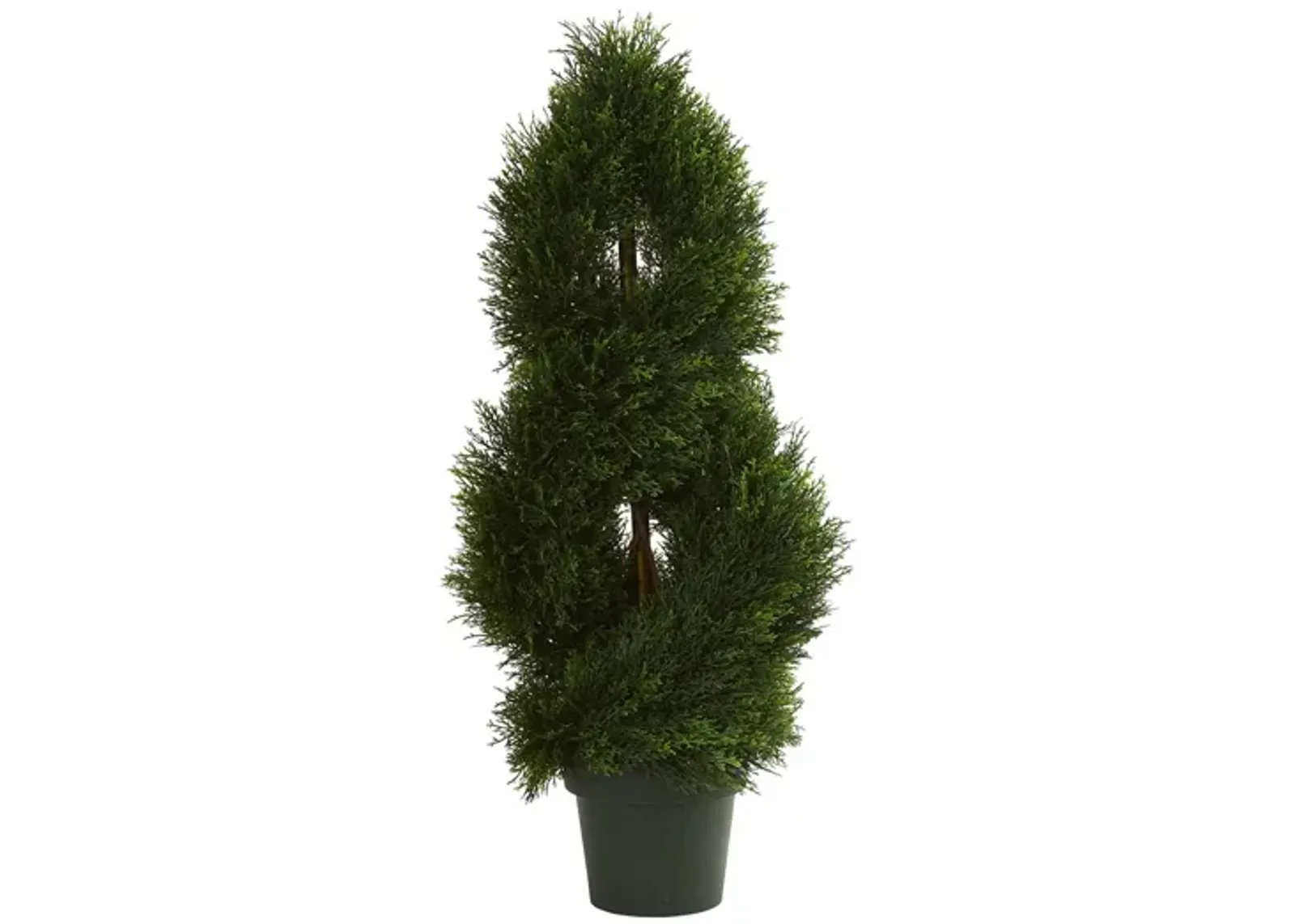 Double Pond Cypress Spiral Topiary Artificial Tree UV Resistant (Indoor/Outdoor) in Green by Bellanest