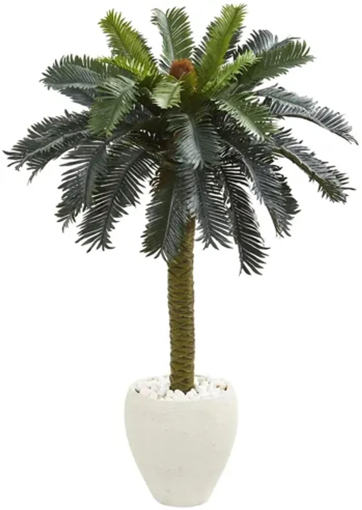 Sago Palm Artificial Tree in White Planter in Green by Bellanest