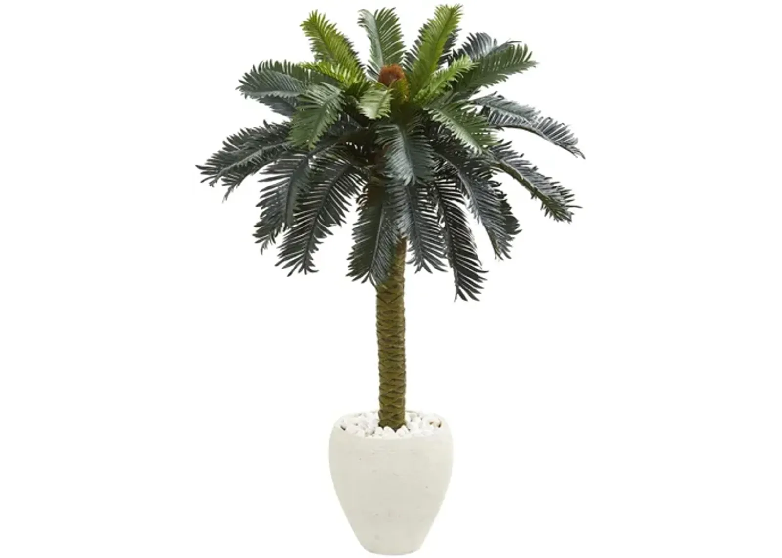 Sago Palm Artificial Tree in White Planter in Green by Bellanest