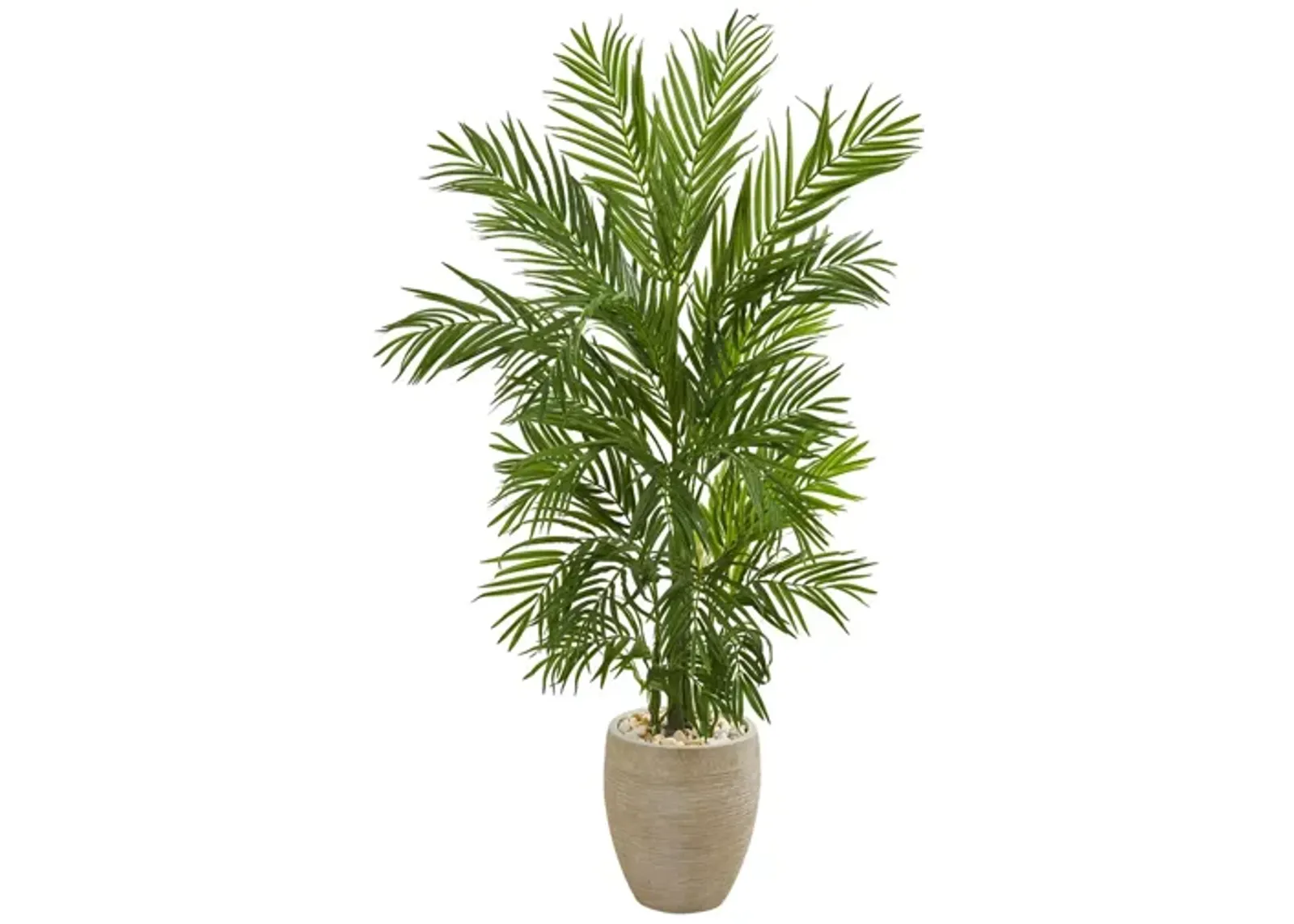 5ft. Areca Palm Artificial Tree in Sand Colored Planter in Green by Bellanest