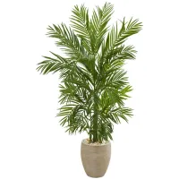 5ft. Areca Palm Artificial Tree in Sand Colored Planter in Green by Bellanest