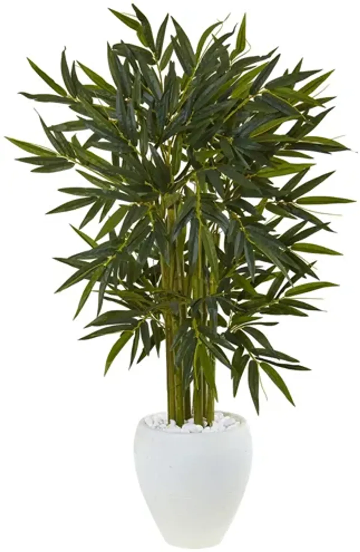 4.5ft. Bamboo Artificial Tree in White Oval Planter in Green by Bellanest