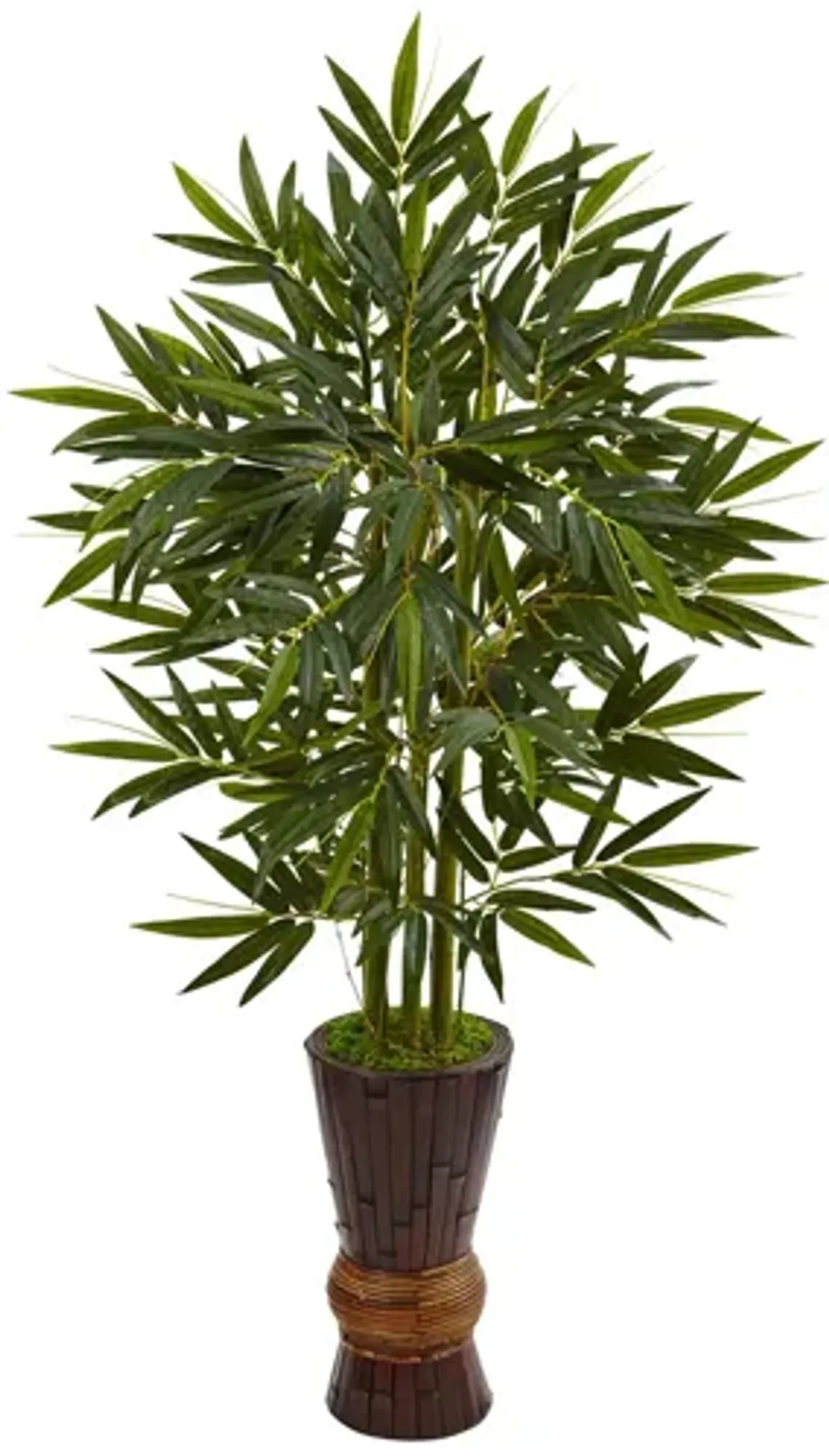 5ft. Bamboo Artificial Tree in Bamboo Planter in Green by Bellanest