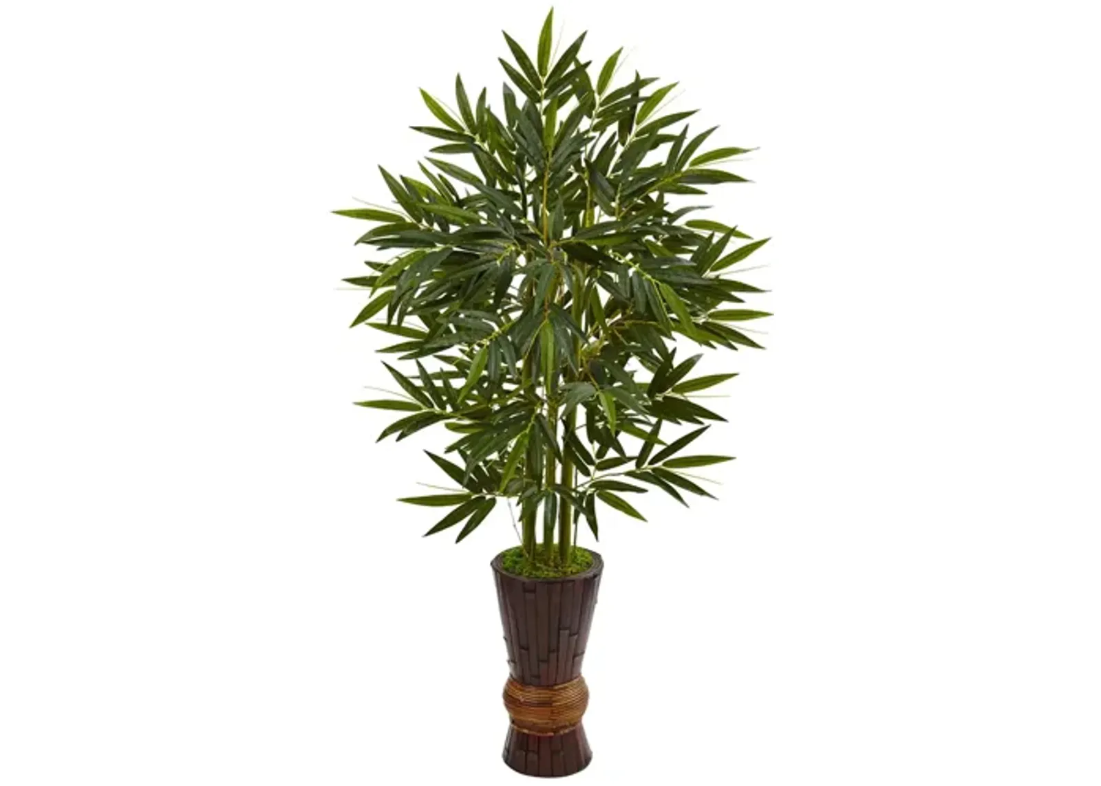 5ft. Bamboo Artificial Tree in Bamboo Planter in Green by Bellanest