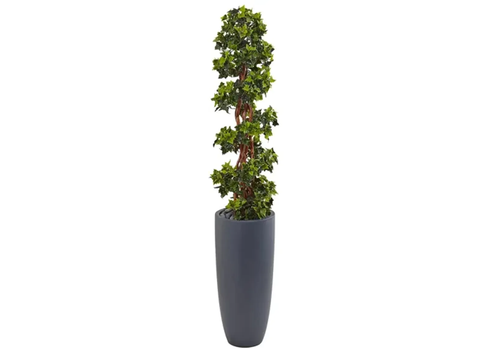 5ft. English Ivy Spiral Topiary Artificial Tree in Gray Planter (Indoor/Outdoor) in Green by Bellanest