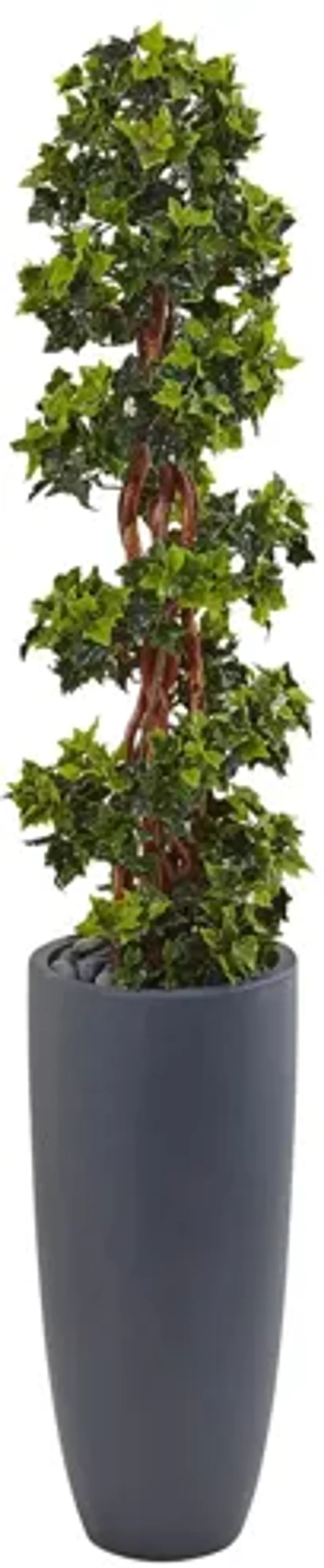 5ft. English Ivy Spiral Topiary Artificial Tree in Gray Planter (Indoor/Outdoor) in Green by Bellanest