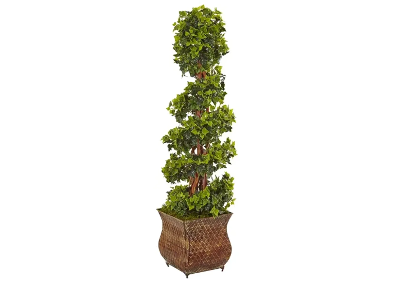 4ft. English Ivy Spiral Artificial Tree in Metal Planter (Indoor/Outdoor) in Green by Bellanest