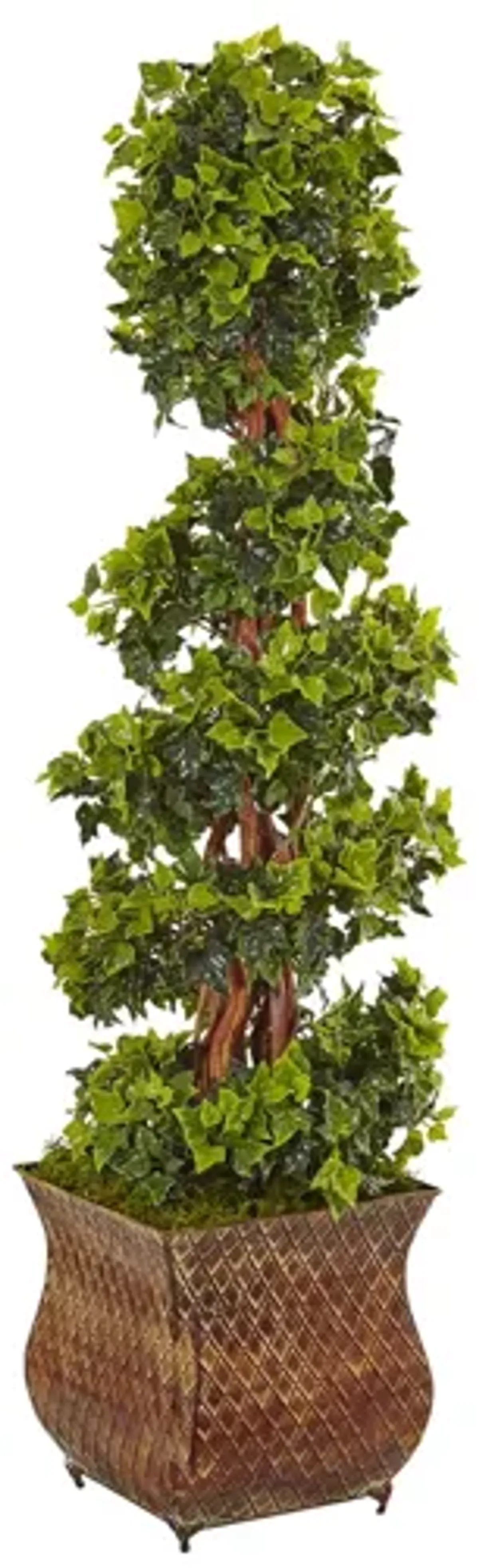 4ft. English Ivy Spiral Artificial Tree in Metal Planter (Indoor/Outdoor) in Green by Bellanest